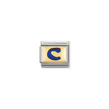 Load image into Gallery viewer, COMPOSABLE CLASSIC LINK 030201/03 BLUE LETTER C IN 18K GOLD & ENAMEL
