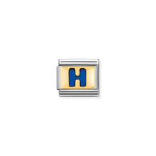 Load image into Gallery viewer, COMPOSABLE CLASSIC LINK 030201/08 BLUE LETTER H IN 18K GOLD & ENAMEL