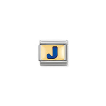 Load image into Gallery viewer, COMPOSABLE CLASSIC LINK 030201/10 BLUE LETTER J IN 18K GOLD & ENAMEL