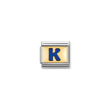 Load image into Gallery viewer, COMPOSABLE CLASSIC LINK 030201/11 BLUE LETTER K IN 18K GOLD & ENAMEL