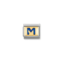 Load image into Gallery viewer, COMPOSABLE CLASSIC LINK 030201/13 BLUE LETTER M IN 18K GOLD & ENAMEL