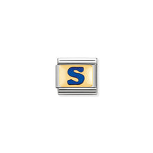 Load image into Gallery viewer, COMPOSABLE CLASSIC LINK 030201/19 BLUE LETTER S IN 18K GOLD & ENAMEL
