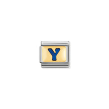 Load image into Gallery viewer, COMPOSABLE CLASSIC LINK 030201/25 BLUE LETTER Y IN 18K GOLD & ENAMEL