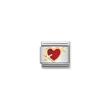 Load image into Gallery viewer, COMPOSABLE CLASSIC LINK 030207/12 RED HEART WITH ARROW IN 18K GOLD & ENAMEL