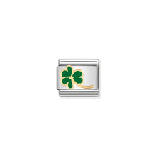 Load image into Gallery viewer, COMPOSABLE CLASSIC LINK 030214/23 CLOVER WITH STEM IN 18K GOLD AND ENAMEL