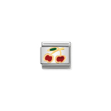 Load image into Gallery viewer, COMPOSABLE CLASSIC LINK 030215/05 CHERRIES IN 18K GOLD AND ENAMEL