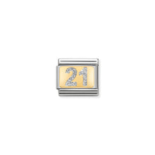 Load image into Gallery viewer, COMPOSABLE CLASSIC LINK 030224/02 NUMBER 21 WITH GLITTER IN 18K GOLD
