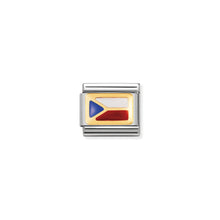 Load image into Gallery viewer, COMPOSABLE CLASSIC LINK 030234/30 CZECH REPUBLIC FLAG IN 18K GOLD AND ENAMEL