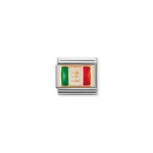 Load image into Gallery viewer, COMPOSABLE CLASSIC LINK 030235/08 MEXICO FLAG IN 18K GOLD AND ENAMEL