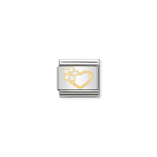 Load image into Gallery viewer, COMPOSABLE CLASSIC LINK 030253/40 HEART WITH WHITE FLOWER IN 18K GOLD AND ENAMEL