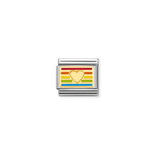 Load image into Gallery viewer, COMPOSABLE CLASSIC LINK 030263/24 RAINBOW HEART FLAG IN 18K GOLD