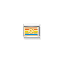 Load image into Gallery viewer, COMPOSABLE CLASSIC LINK 030263/25 RAINBOW FOUR-LEAF CLOVER FLAG IN 18K GOLD
