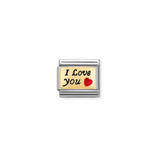 Load image into Gallery viewer, COMPOSABLE CLASSIC LINK 030284/55 I LOVE YOU IN GOLD & RED ENAMEL