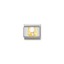 Load image into Gallery viewer, COMPOSABLE CLASSIC LINK 030310/23 WHITE DANISH HORSESHOE WITH CZ IN 18K GOLD