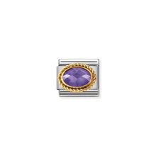 Load image into Gallery viewer, COMPOSABLE CLASSIC LINK 030602/001 PURPLE FACETED CZ WITH TWIST IN 18K GOLD