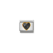 Load image into Gallery viewer, COMPOSABLE CLASSIC LINK 030610/011 BLACK FACETED HEART CZ IN 18K GOLD