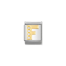 Load image into Gallery viewer, COMPOSABLE <STRONG>BIG LINK</STRONG> 032301/06 LETTER F IN 18K GOLD AND CZ