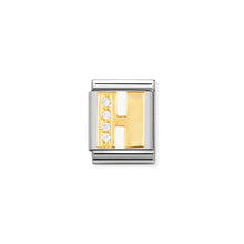 Load image into Gallery viewer, COMPOSABLE <STRONG>BIG LINK</STRONG> 032301/08 LETTER H IN 18K GOLD AND CZ