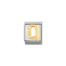 Load image into Gallery viewer, COMPOSABLE <STRONG>BIG LINK</STRONG> 032301/17 LETTER Q IN 18K GOLD AND CZ