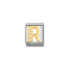 Load image into Gallery viewer, COMPOSABLE <STRONG>BIG LINK</STRONG> 032301/18 LETTER R IN 18K GOLD AND CZ