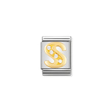 Load image into Gallery viewer, COMPOSABLE <STRONG>BIG LINK</STRONG> 032301/19 LETTER S IN 18K GOLD AND CZ