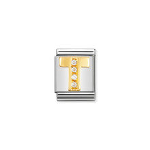 Load image into Gallery viewer, COMPOSABLE <STRONG>BIG LINK</STRONG> 032301/20 LETTER T IN 18K GOLD AND CZ