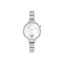 Load image into Gallery viewer, WATCH 076033/008 STAINLESS STEEL & ROUND WHITE MOTHER OF PEARL DIAL WITH CZ