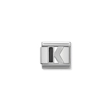 Load image into Gallery viewer, COMPOSABLE CLASSIC LINK 330201/11 BLACK LETTER K IN 925 SILVER