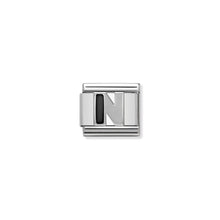 Load image into Gallery viewer, COMPOSABLE CLASSIC LINK 330201/14 BLACK LETTER N IN 925 SILVER