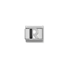 Load image into Gallery viewer, COMPOSABLE CLASSIC LINK 330201/18 BLACK LETTER R IN 925 SILVER