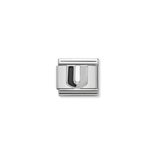 Load image into Gallery viewer, COMPOSABLE CLASSIC LINK 330201/21 BLACK LETTER U IN 925 SILVER