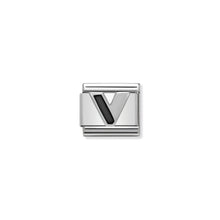 Load image into Gallery viewer, COMPOSABLE CLASSIC LINK 330201/22 BLACK LETTER V IN 925 SILVER