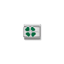Load image into Gallery viewer, COMPOSABLE CLASSIC LINK 330305/13 GREEN CLOVER WITH CZ & ENAMEL IN 925 SILVER