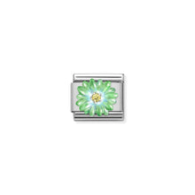 Load image into Gallery viewer, COMPOSABLE CLASSIC LINK 330321/07 ENAMEL GREEN FLOWER IN 925 SILVER