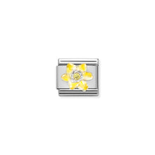Load image into Gallery viewer, COMPOSABLE CLASSIC LINK 330321/08 ENAMEL NARCISSUS YELLOW FLOWER IN 925 SILVER
