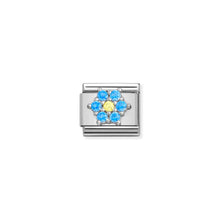 Load image into Gallery viewer, COMPOSABLE CLASSIC LINK 330322/04 LIGHT BLUE & YELLOW FLOWER CZ IN SILVER