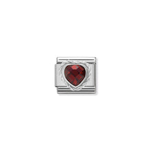 Load image into Gallery viewer, COMPOSABLE CLASSIC LINK 330603/005 RED FACETED HEART CZ WITH TWIST DETAIL IN 925 SILVER
