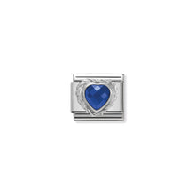 Load image into Gallery viewer, COMPOSABLE CLASSIC LINK 330603/007 BLUE FACETED HEART CZ WITH TWIST DETAIL IN 925 SILVER