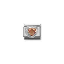 Load image into Gallery viewer, COMPOSABLE CLASSIC LINK 330603/024 CHAMPAGNE FACETED HEART CZ WITH TWIST DETAIL IN 925 SILVER