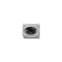 Load image into Gallery viewer, COMPOSABLE CLASSIC LINK 330604/011 FACETED BLACK OVAL CZ IN 925 SILVER