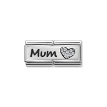 Load image into Gallery viewer, COMPOSABLE CLASSIC DOUBLE LINK 330731/07 MUM AND HEART WITH CZ IN 925 SILVER