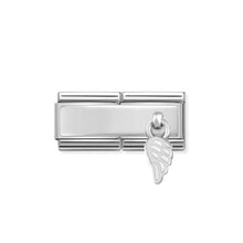 Load image into Gallery viewer, COMPOSABLE CLASSIC DOUBLE LINK 330780/01 WHITE WING CHARM IN ENAMEL & 925 SILVER