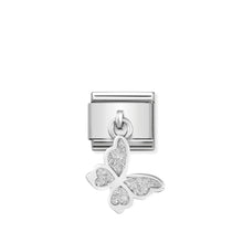 Load image into Gallery viewer, COMPOSABLE CLASSIC LINK 331805/03 GLITTER BUTTERFLY CHARM IN ENAMEL & 925 SILVER