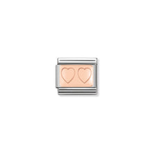 Load image into Gallery viewer, COMPOSABLE CLASSIC LINK 430101/15 DOUBLE HEART IN 9K ROSE GOLD
