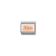 Load image into Gallery viewer, COMPOSABLE CLASSIC LINK 430108/01 NANA ENGRAVED 9K ROSE GOLD PLATE