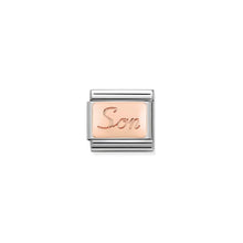 Load image into Gallery viewer, COMPOSABLE CLASSIC LINK 430108/07 SON ENGRAVED 9K ROSE GOLD PLATE