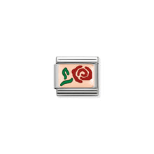 Load image into Gallery viewer, COMPOSABLE CLASSIC LINK 430201/10 RED ROSE 9K ROSE GOLD PLATE & ENAMEL
