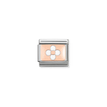 Load image into Gallery viewer, COMPOSABLE CLASSIC LINK 430201/11 WHITE FLOWER 9K ROSE GOLD PLATE & ENAMEL