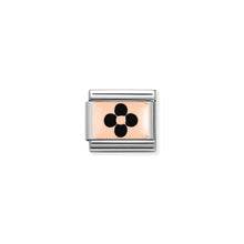 Load image into Gallery viewer, COMPOSABLE CLASSIC LINK 430201/12 BLACK FLOWER 9K ROSE GOLD PLATE & ENAMEL