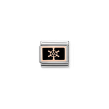 Load image into Gallery viewer, COMPOSABLE CLASSIC LINK 430201/17 BOAT WHEEL BLACK 9K ROSE GOLD PLATE & ENAMEL